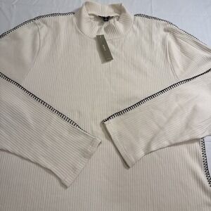 Sweater WOMENS 3X Ivory Ribbed Mock Neck DARK STITCHING Sweater  NWT‎ J CREW
